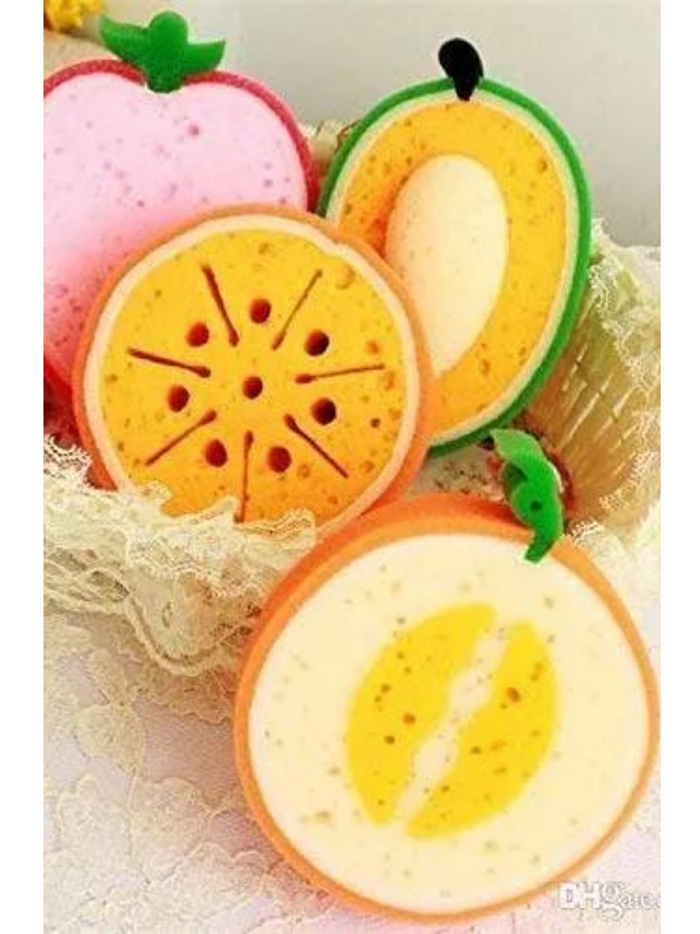 4 Adet Sevimli Meyve Şeklinde Banyo Süngeri-4