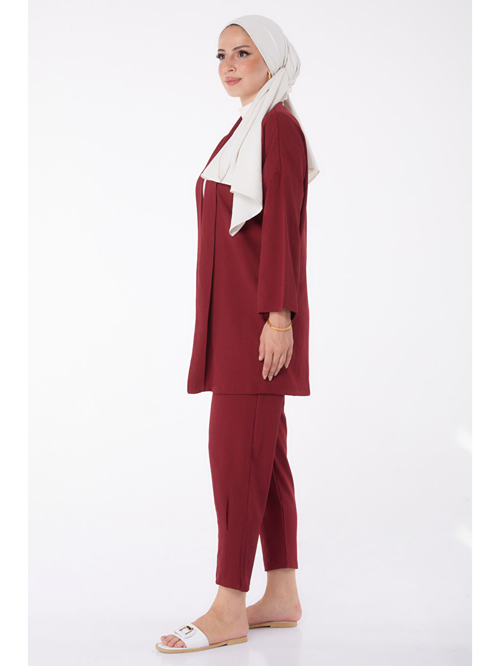 Hırka Pantolon İkili Takım Bordo - 27115-8