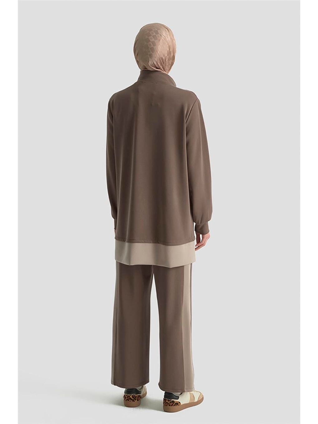 Kahverengi Çiçekli Örme Kap 25Kd1169 Kahve-5