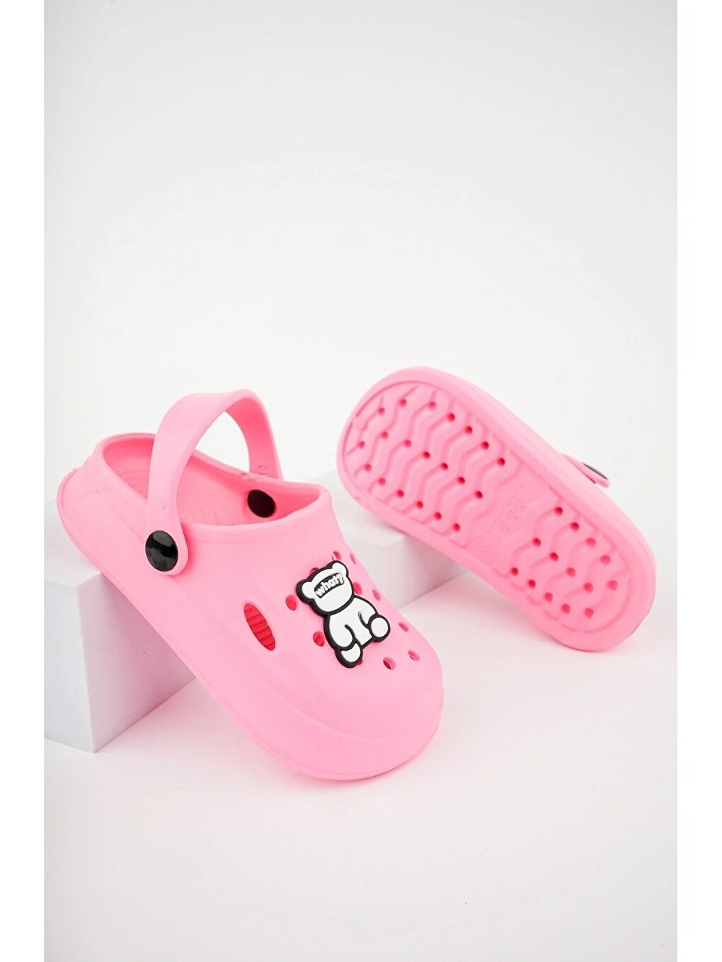 Pembe Unisex Çocuk Figürlü Sticker Sandalet-terlik-1