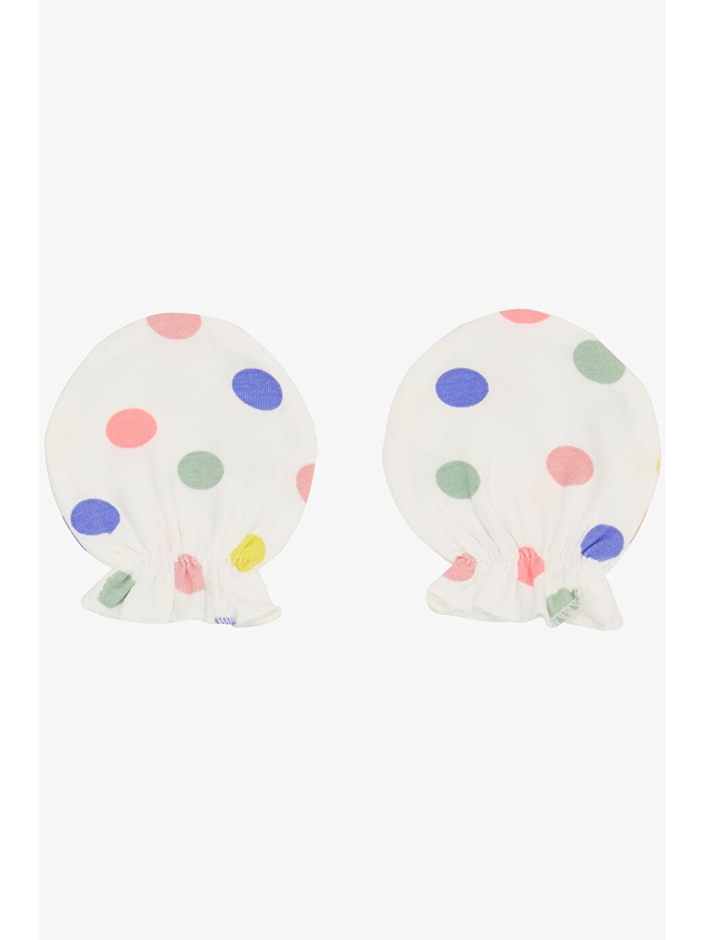 Yenidoğan Bebek Eldiveni Renkli Puantiyeli Beyaz (7 X 9 Cm)