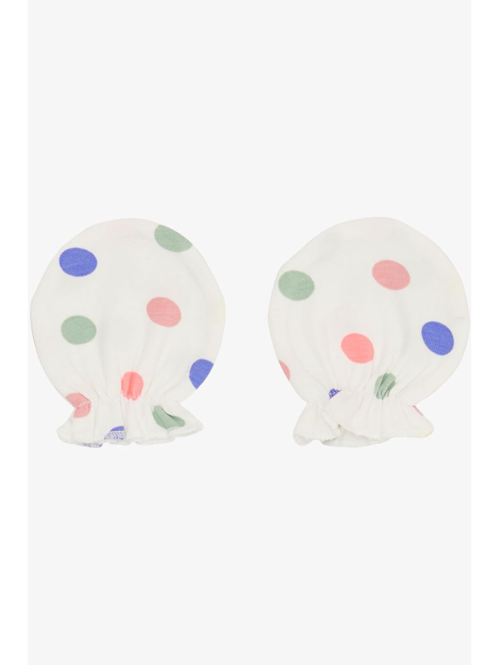 Yenidoğan Bebek Eldiveni Renkli Puantiyeli Beyaz (7 X 9 Cm)-1