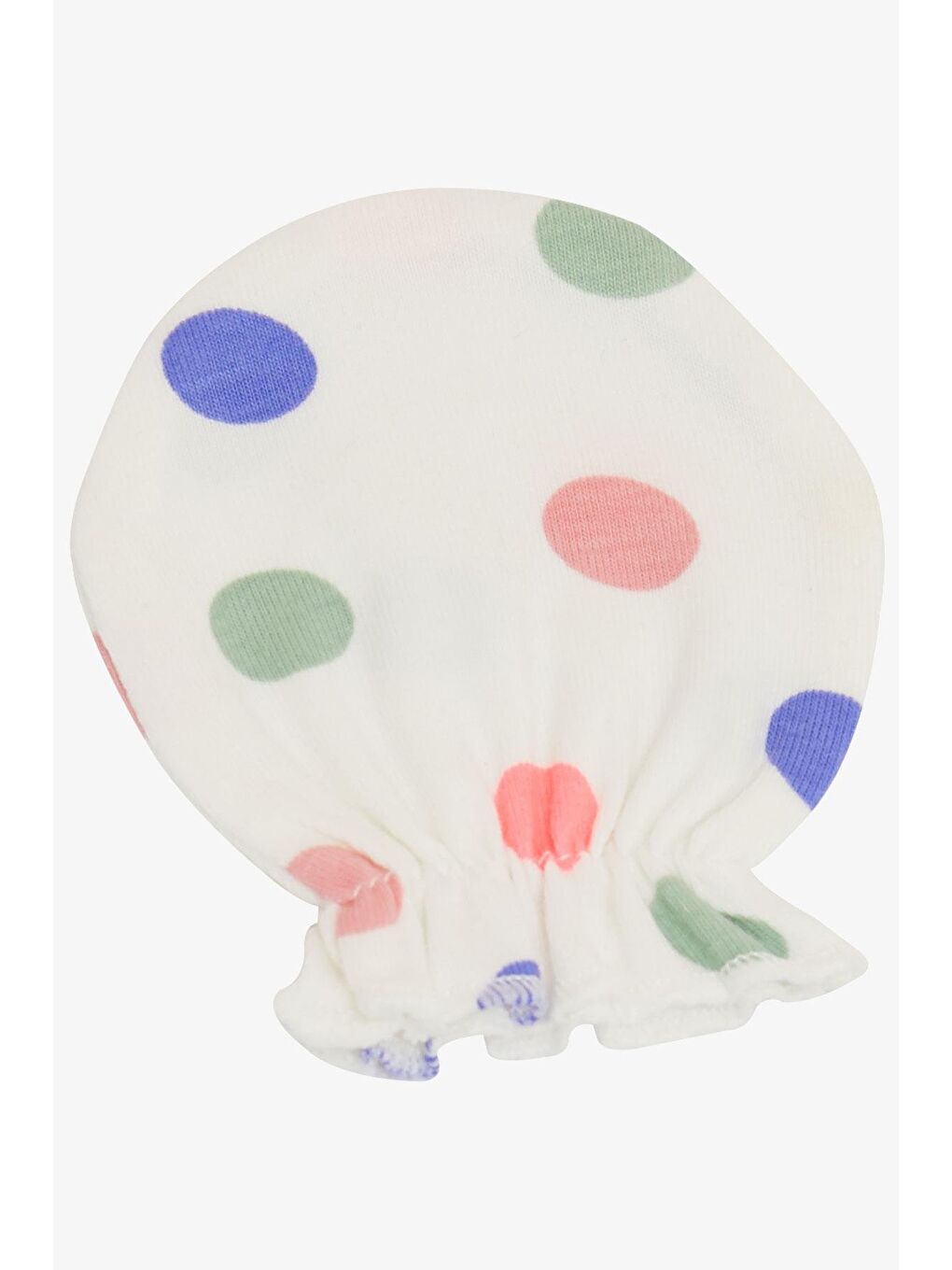 Yenidoğan Bebek Eldiveni Renkli Puantiyeli Beyaz (7 X 9 Cm)-2