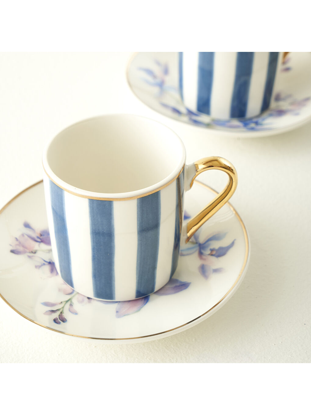 Blossom Porselen 2'li Kahve Fincanı Seti Mavi (90 cc)-1