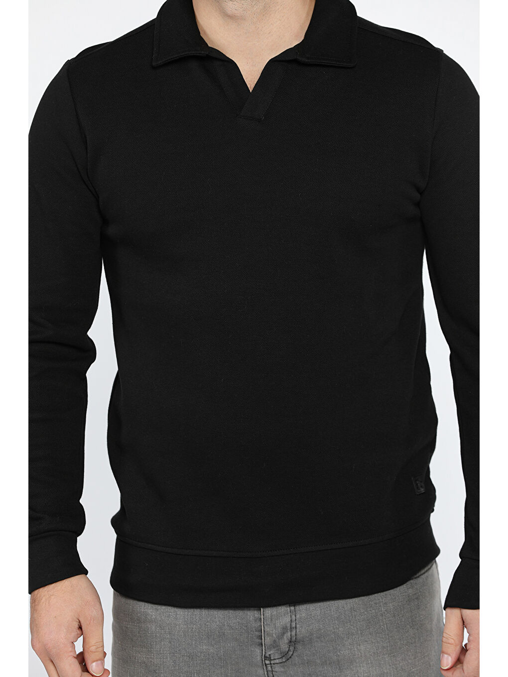 Mishar İtalia Siyah Polo Yaka Erkek Sweatshirt - 3