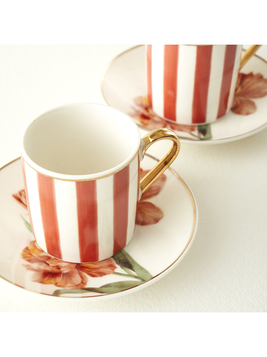 Blossom Porselen 2'li Kahve Fincanı Seti Kırmızı (90 cc)-1