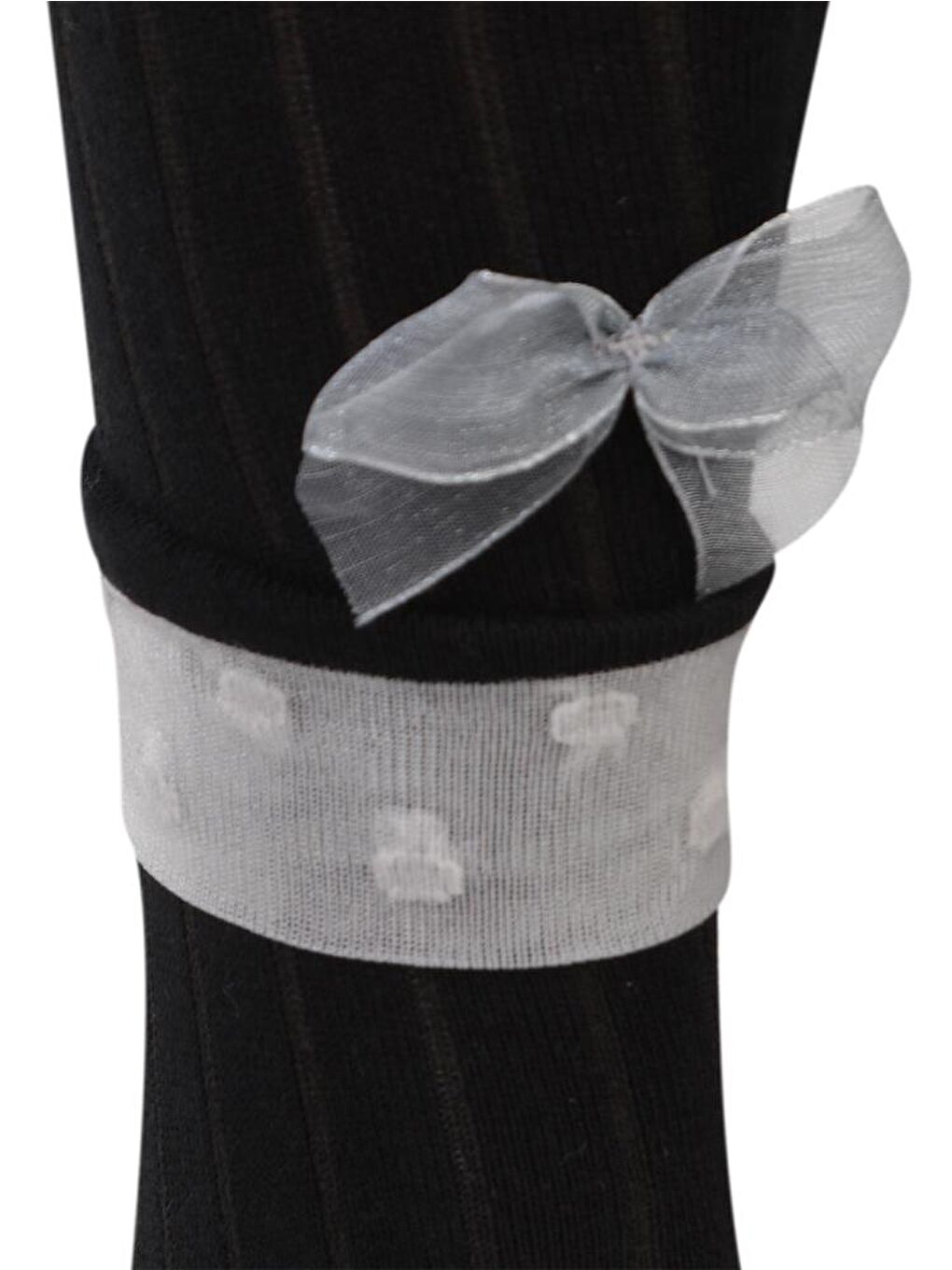 Girls Derbili Fiyonk Aksesuar 3-11 Yaş Kız Külotlu Çorap - Siyah 7-8 Yaş-1