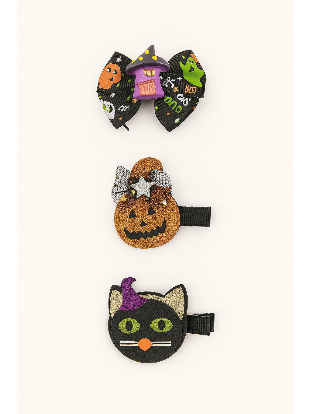 Karışık Kız Çocuk 3'Lü Halloween Toka Seti-1