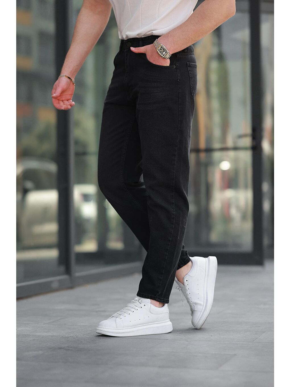 Siyah Erkek Jean Pantolon E7419-2