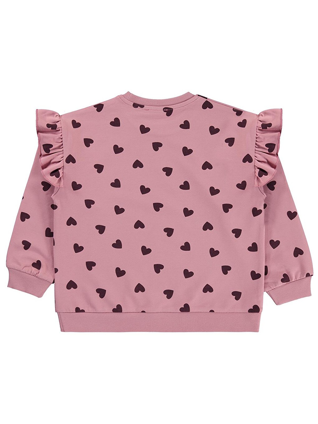 Girls Kalp Desenli 6-9 Yaş Sweatshirt - Pembe-1