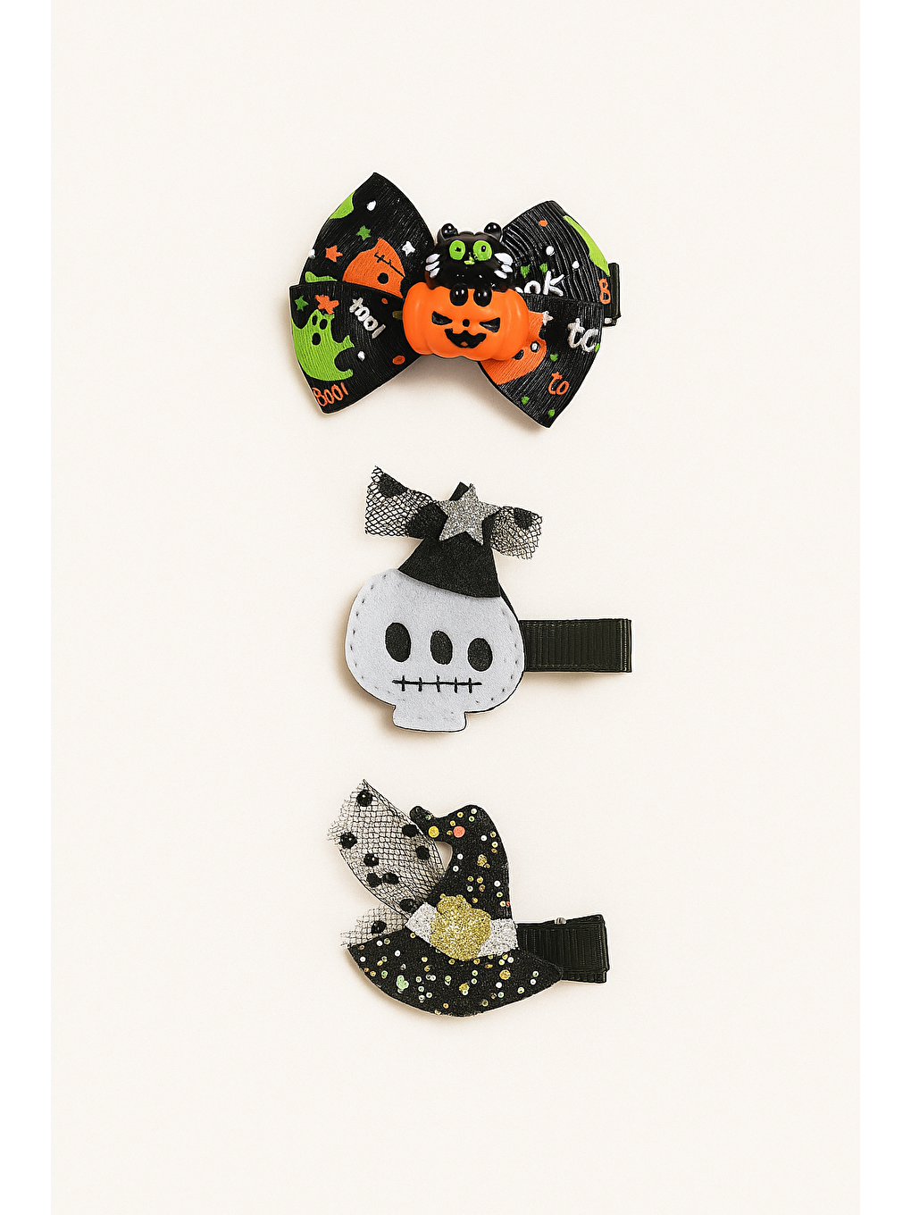Karışık Kız Çocuk 3'Lü Halloween Toka Seti-2