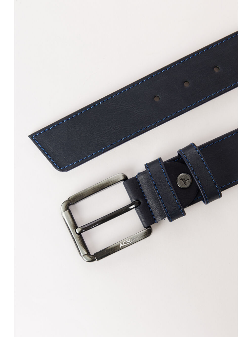 Erkek Lacivert Casual Suni Deri Kemer-1