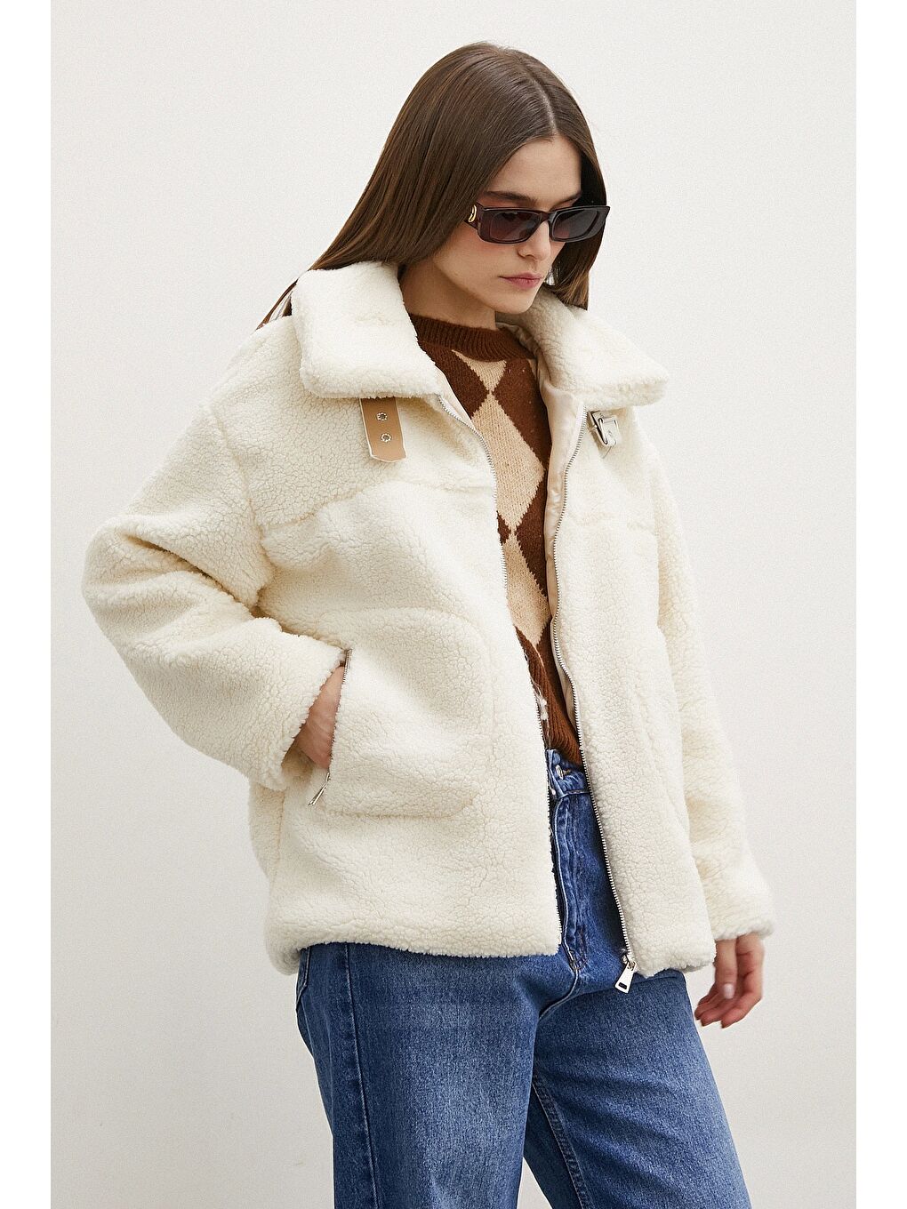 Yaka Detaylı  Mont Ekru-3