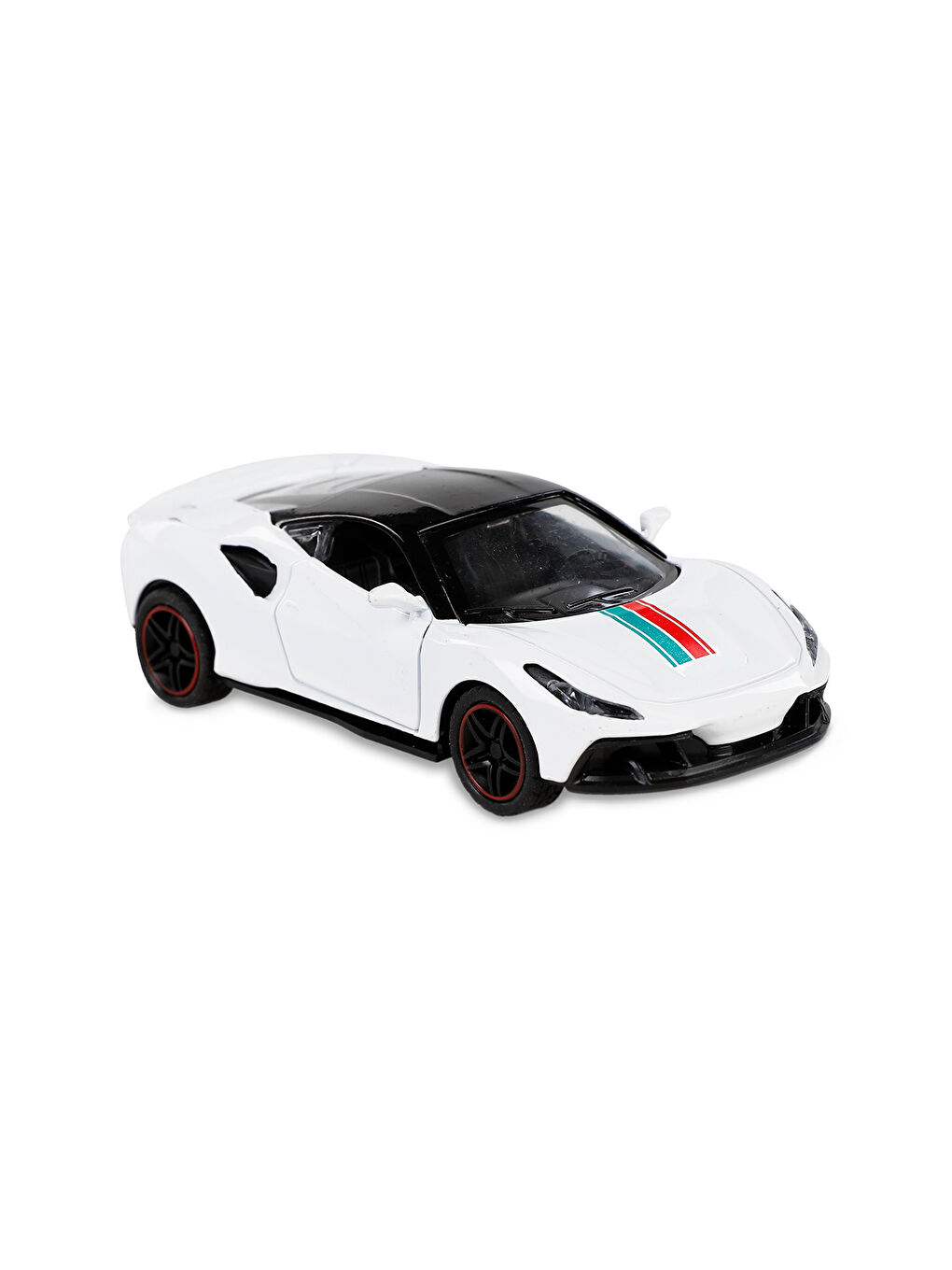 Metal Şeritli Çek Bırak Spor Araba Beyaz