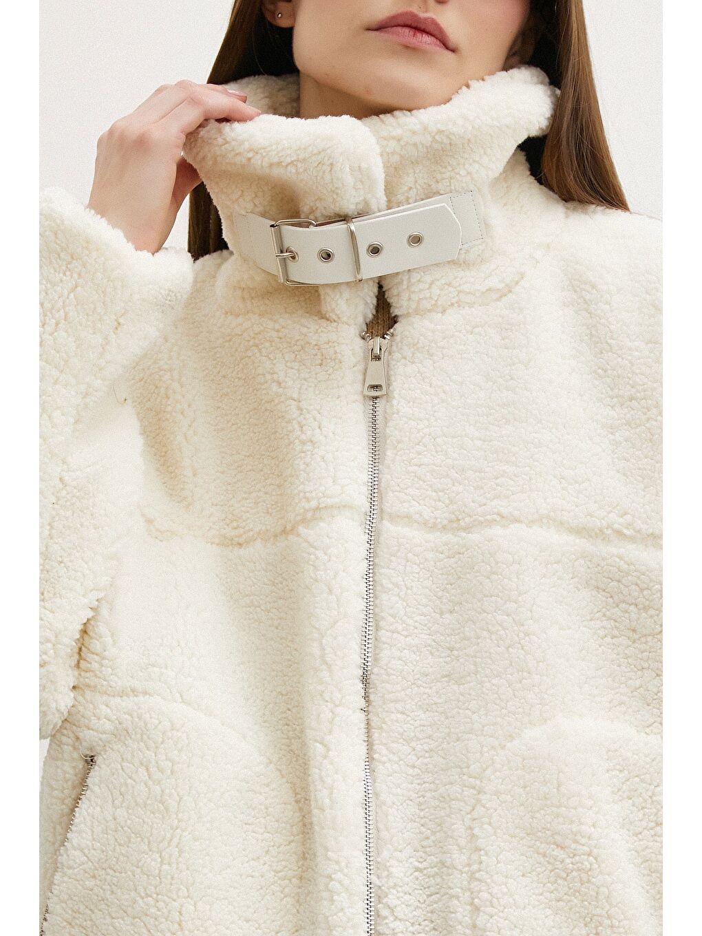 Yaka Detaylı  Mont Ekru-5