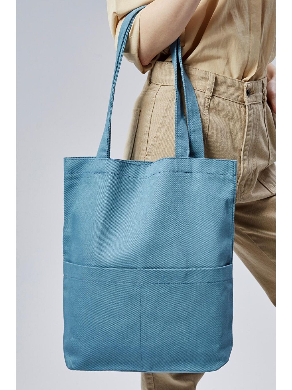 3 Cepli Petrol Mavisi Gabardin Çanta