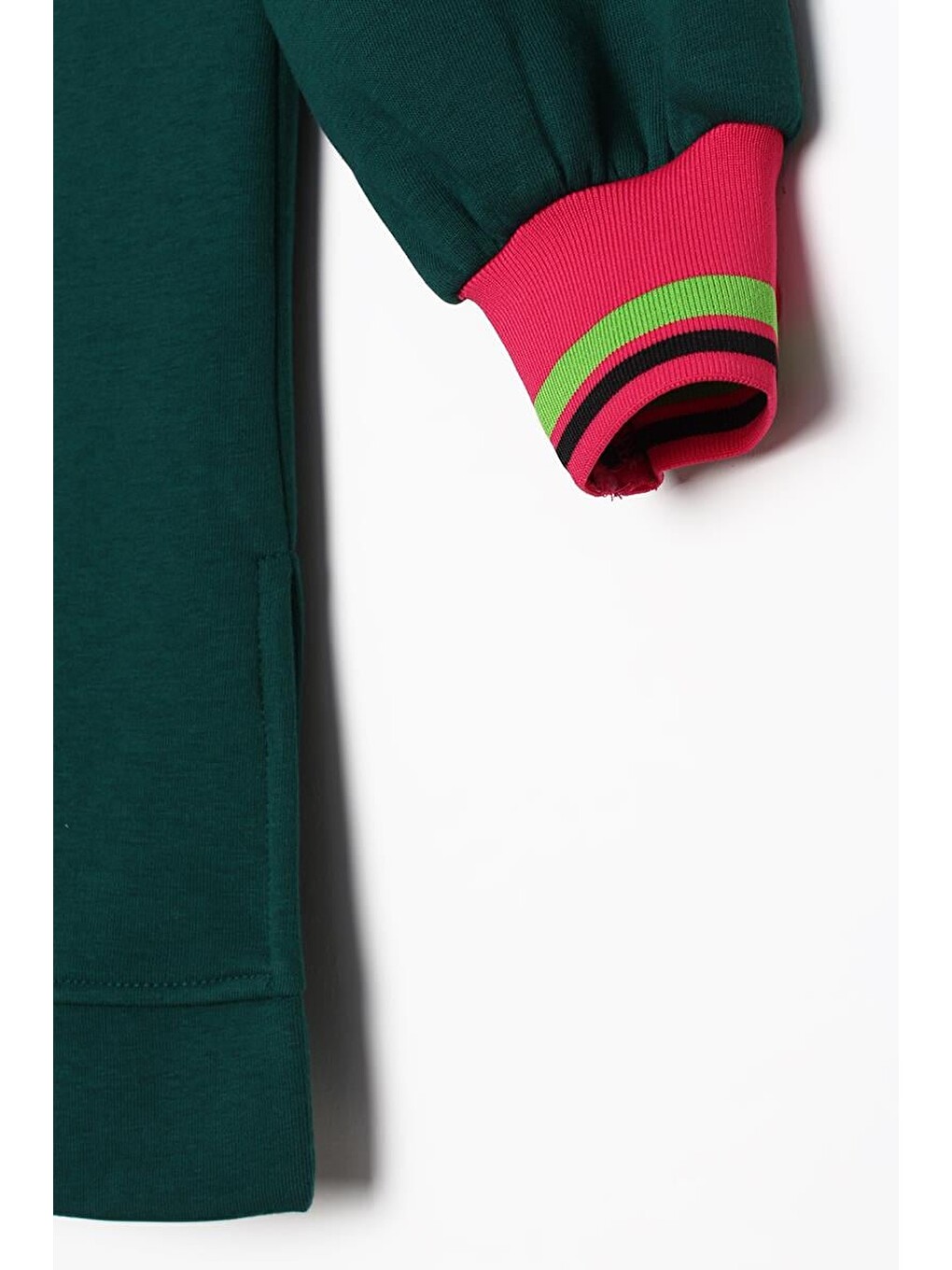 Yeşil Zümrüt-çıtçıt Yakalı Ribana Detaylı Şardonlu Sweat-5