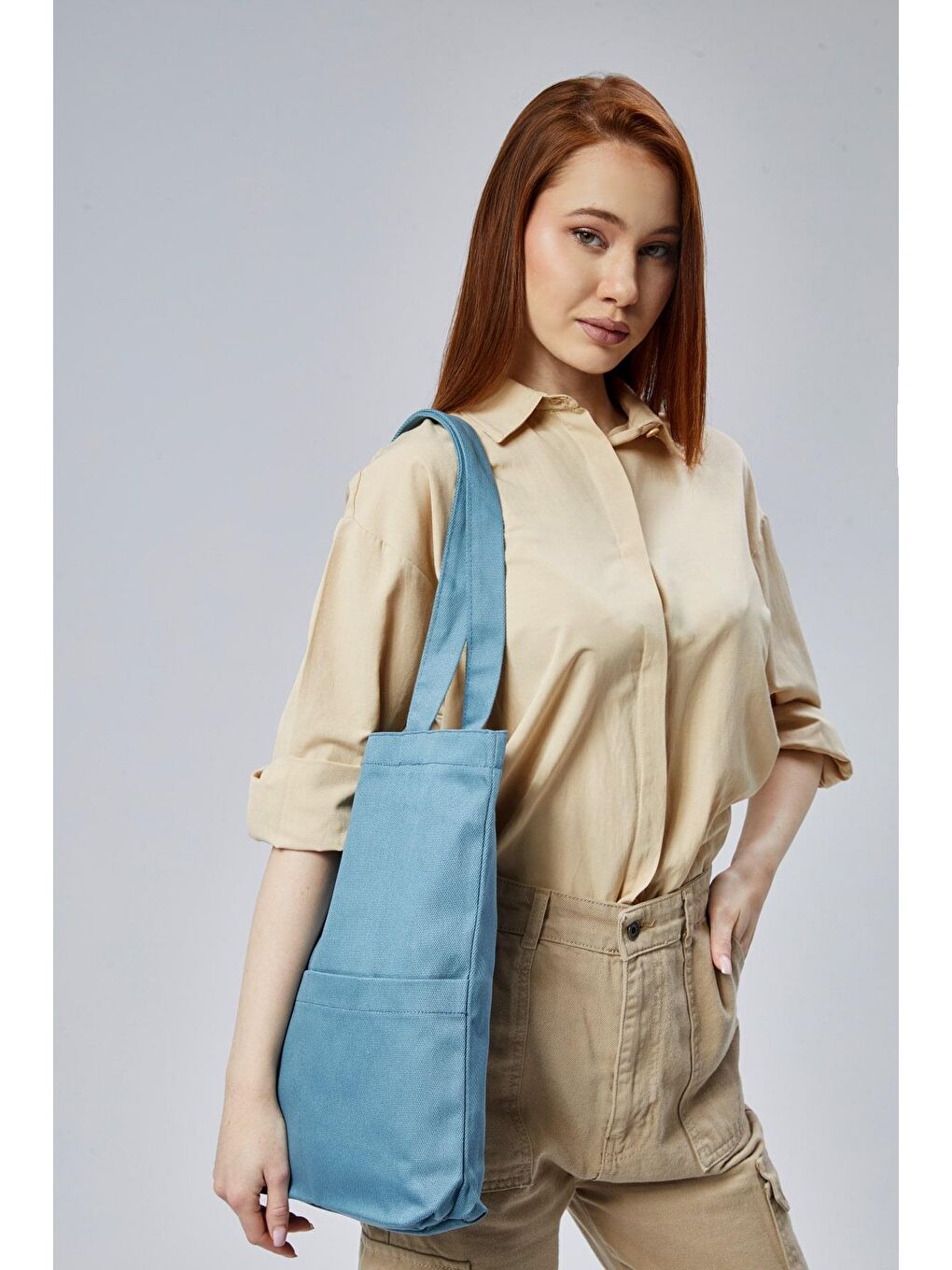 3 Cepli Petrol Mavisi Gabardin Çanta-2