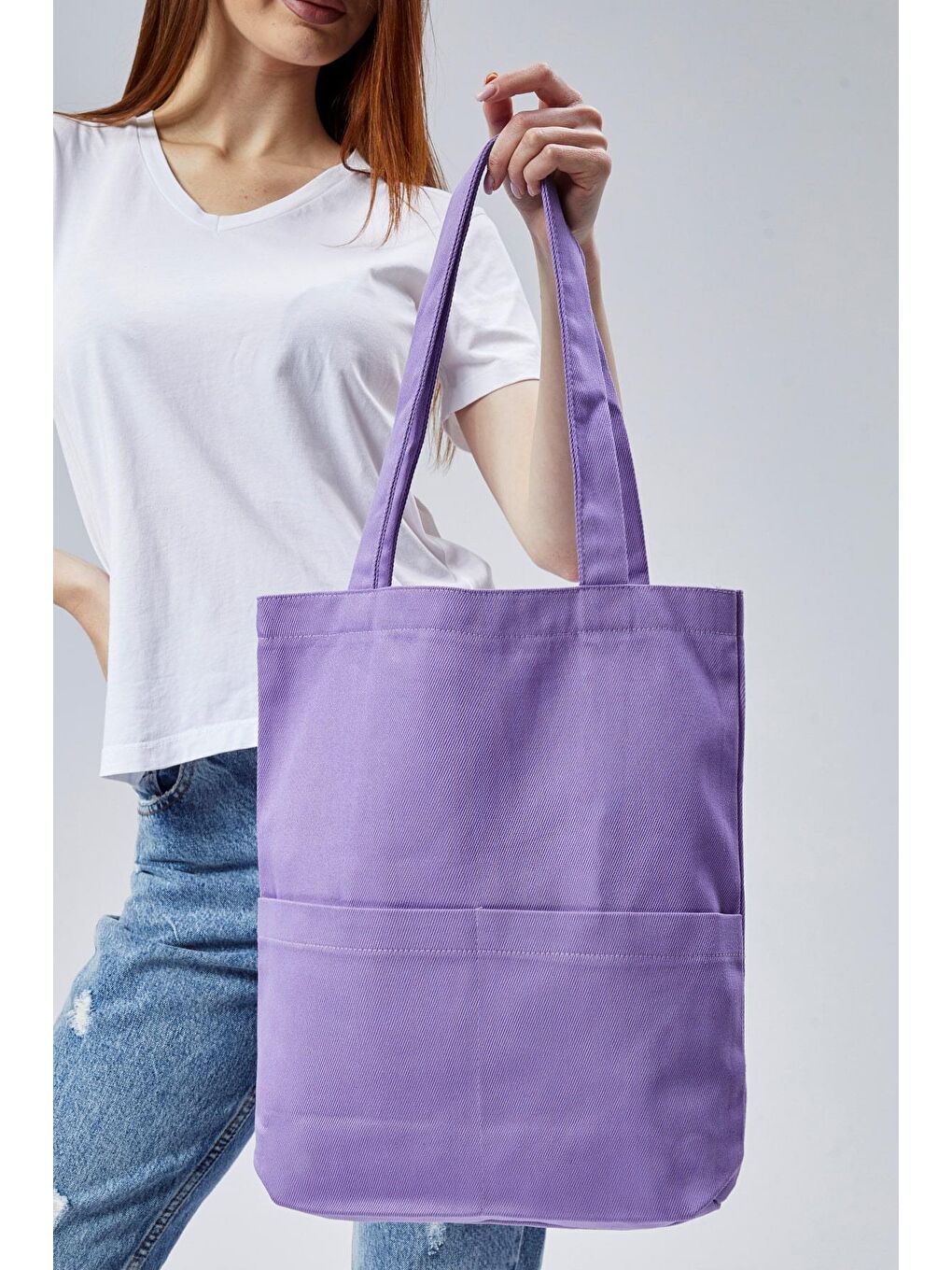 3 Cepli Lila Gabardin Çanta