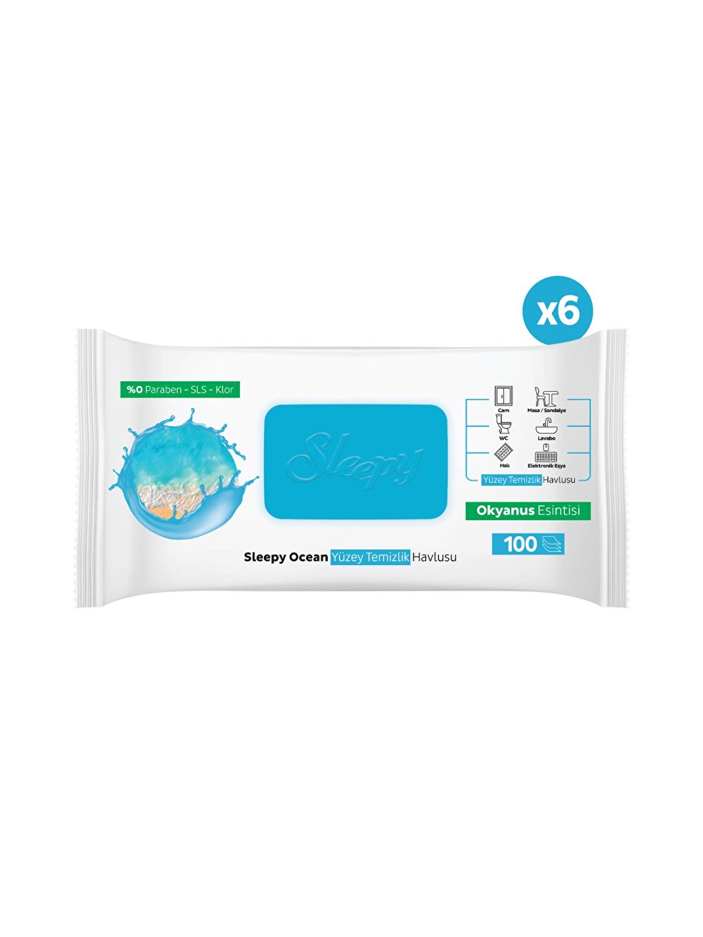 Ocean Yüzey Temizlik Havlusu&mendili Okyanus Esintisi 6x100 (600 Yaprak)-2