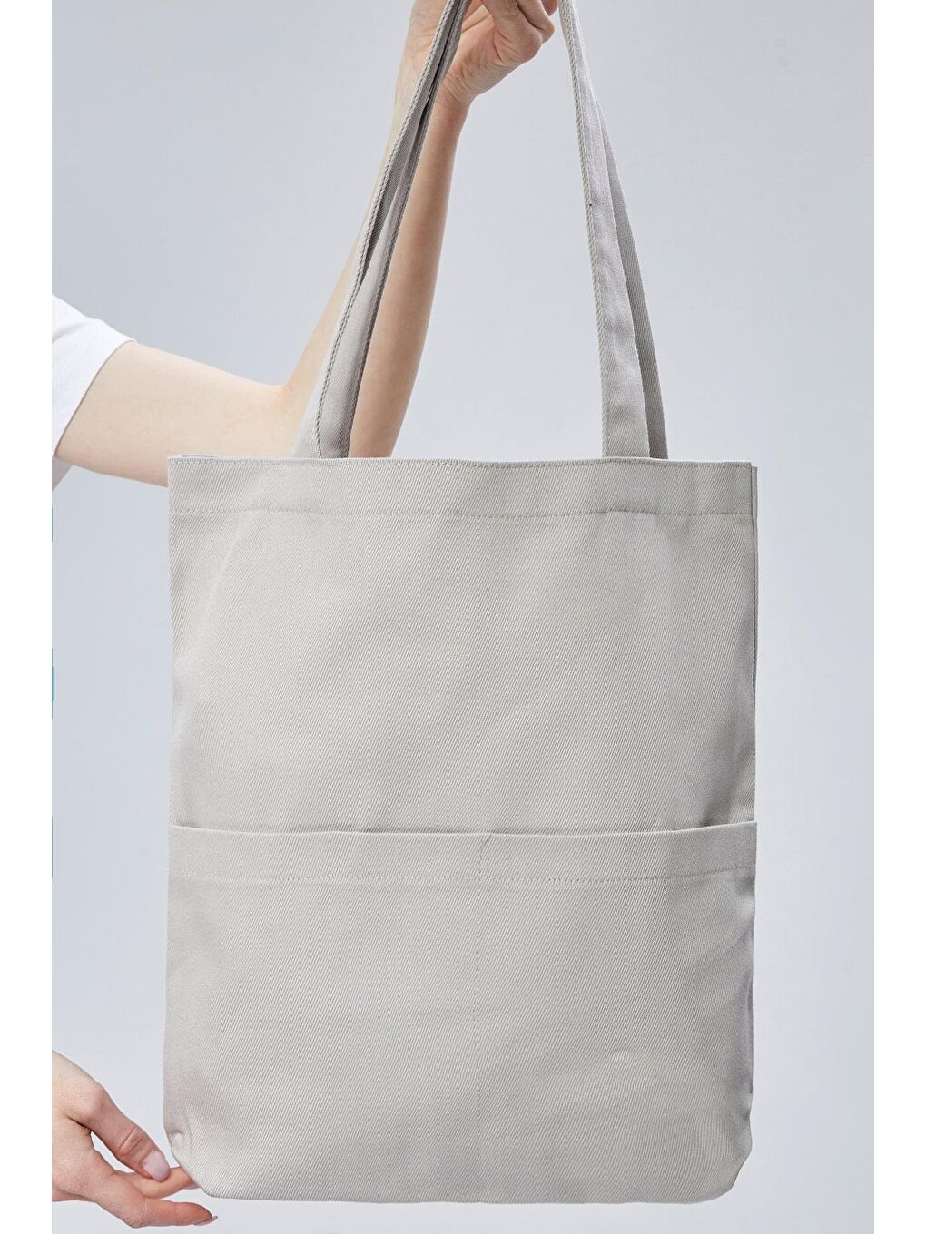 3 Cepli Gri Gabardin Çanta-1