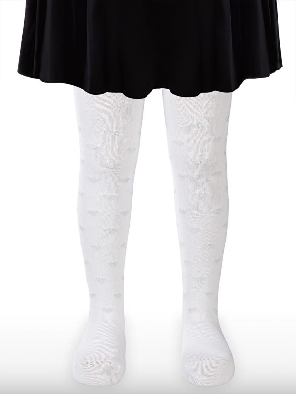 Girls Simli Kalp 3-11 Yaş Kız Külotlu Çorap - Beyaz 11-12 Yaş