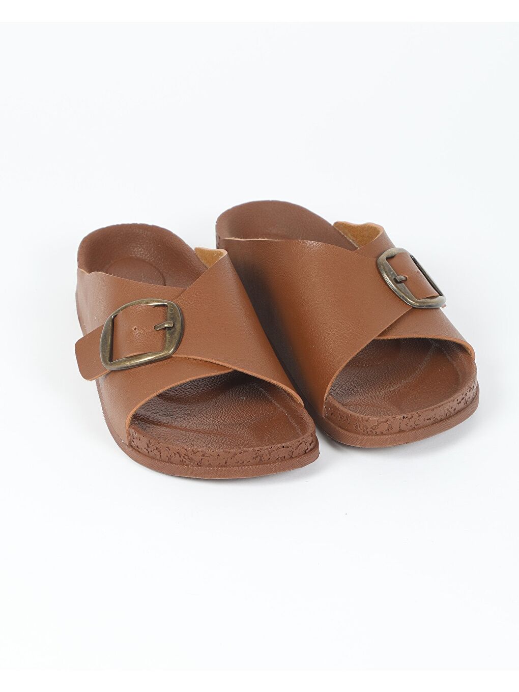 Kahverengi Kadın Yazlık Tokalı Terlik - KAIRO-1