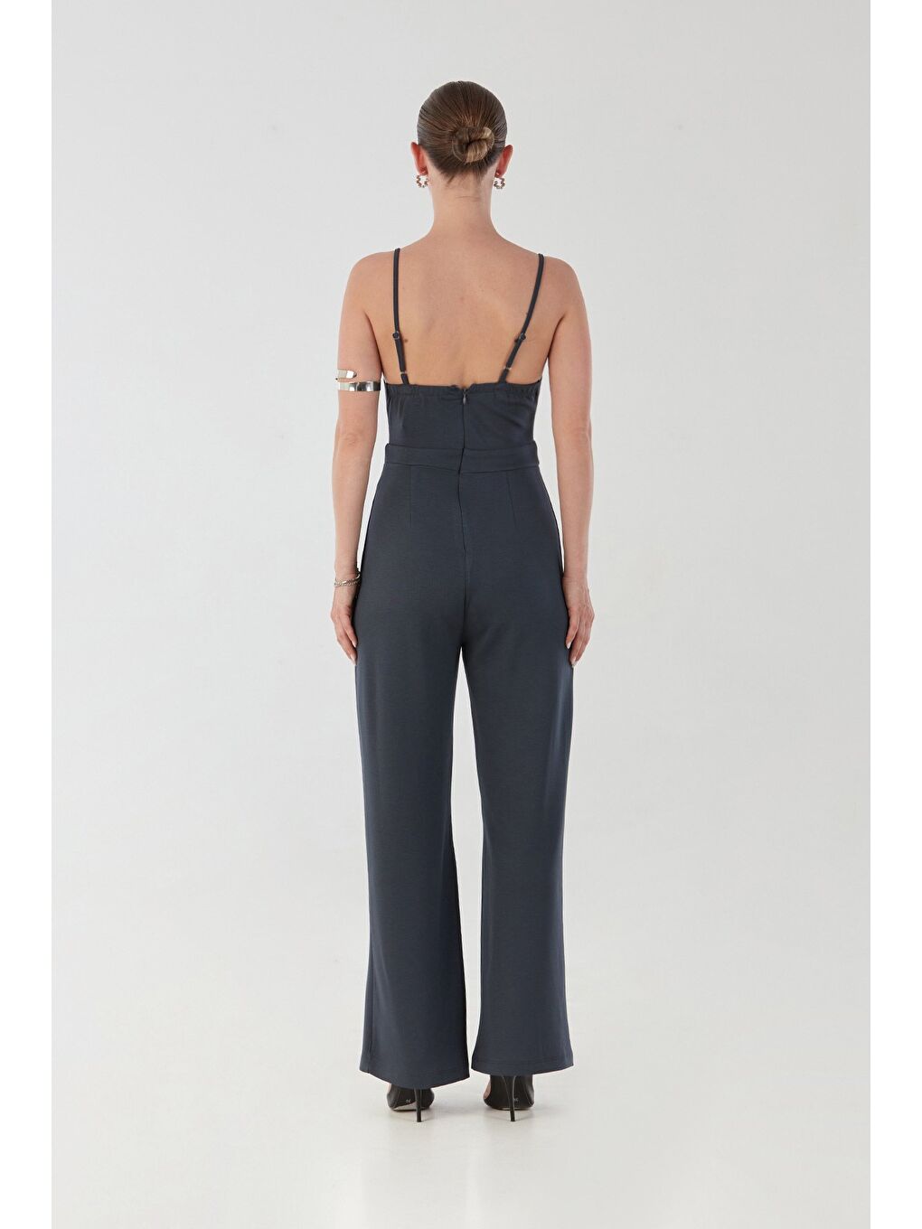 Antrasit Askılı Fermuarlı Modal Tulum-3