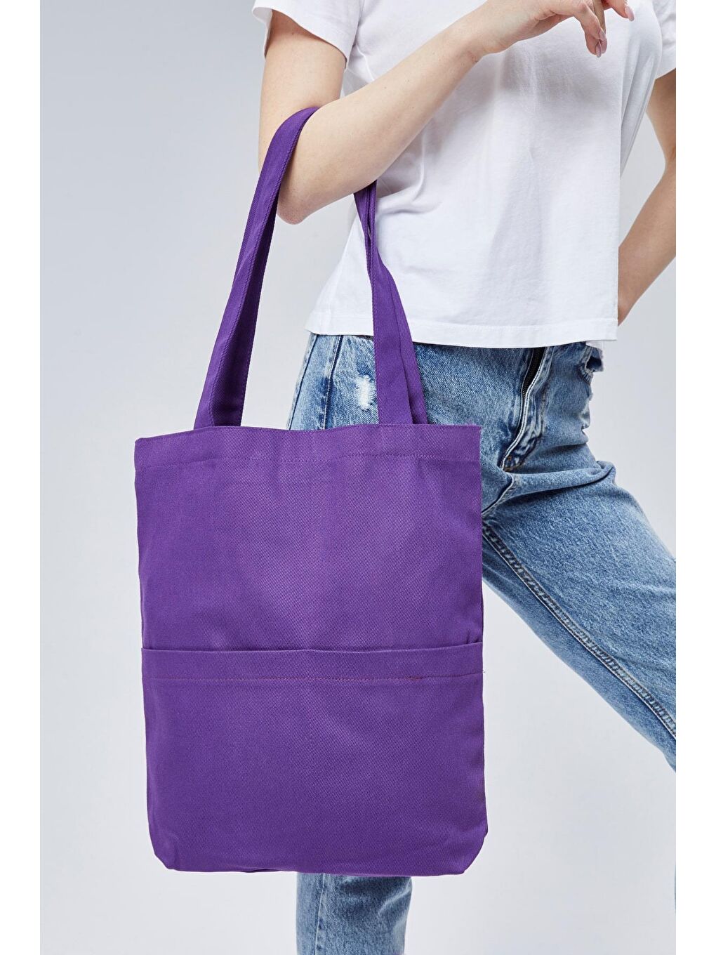 3 Cepli Koyu Mor Gabardin Çanta-2