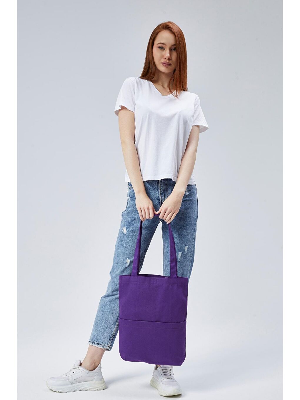 3 Cepli Koyu Mor Gabardin Çanta-4