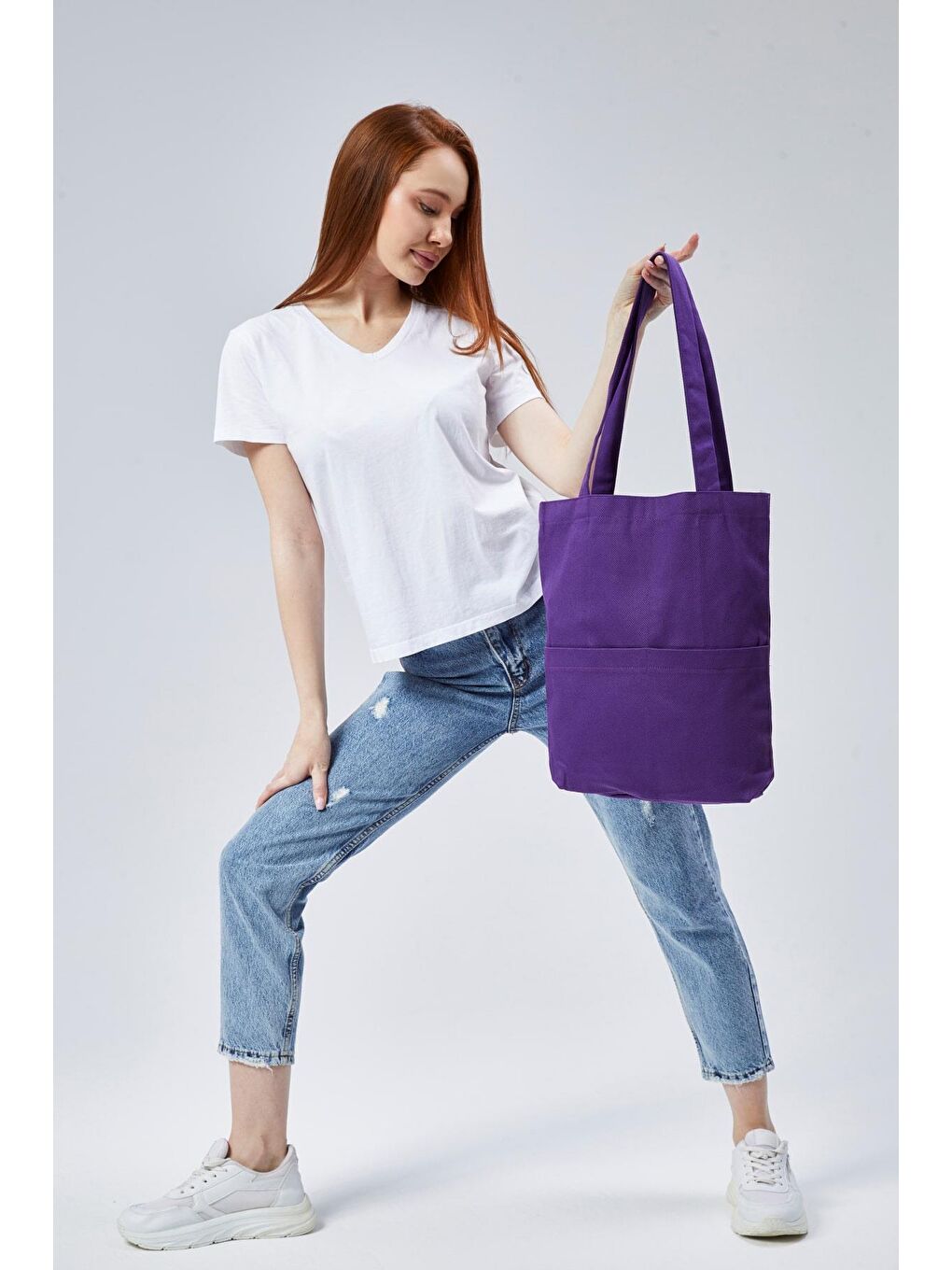 3 Cepli Koyu Mor Gabardin Çanta-6