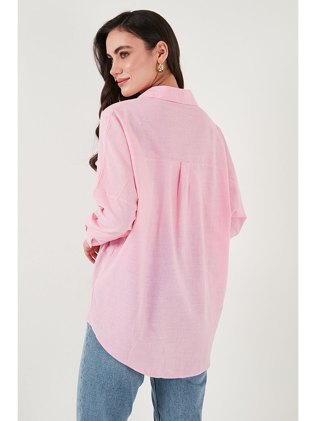 Pembe Streç Pamuklu Oversize Fit 2' li Paket Gömlek-Atlet Set 67810014979S2-4