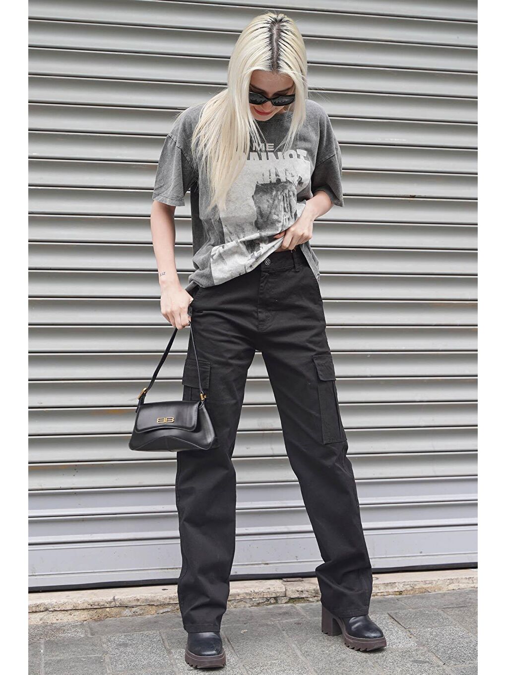 Siyah Cep Detaylı Kargo Pantolon Mg1602-5