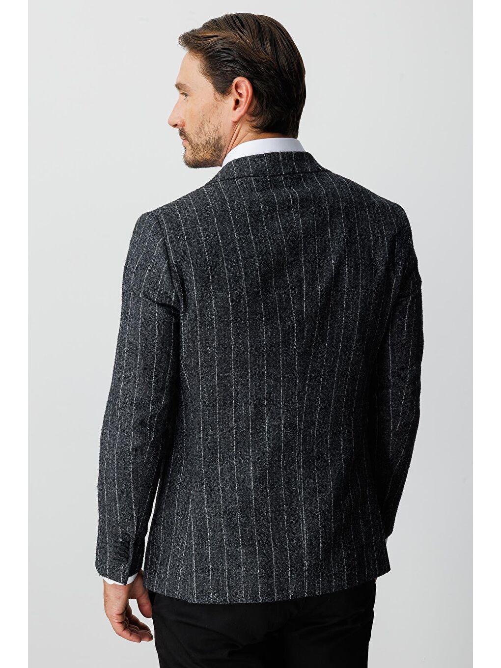 Siyah Erkek Sİyah Slim Fit / Dar Kalip Geniş Kırlangıç Blazer Klasik Ceket-2