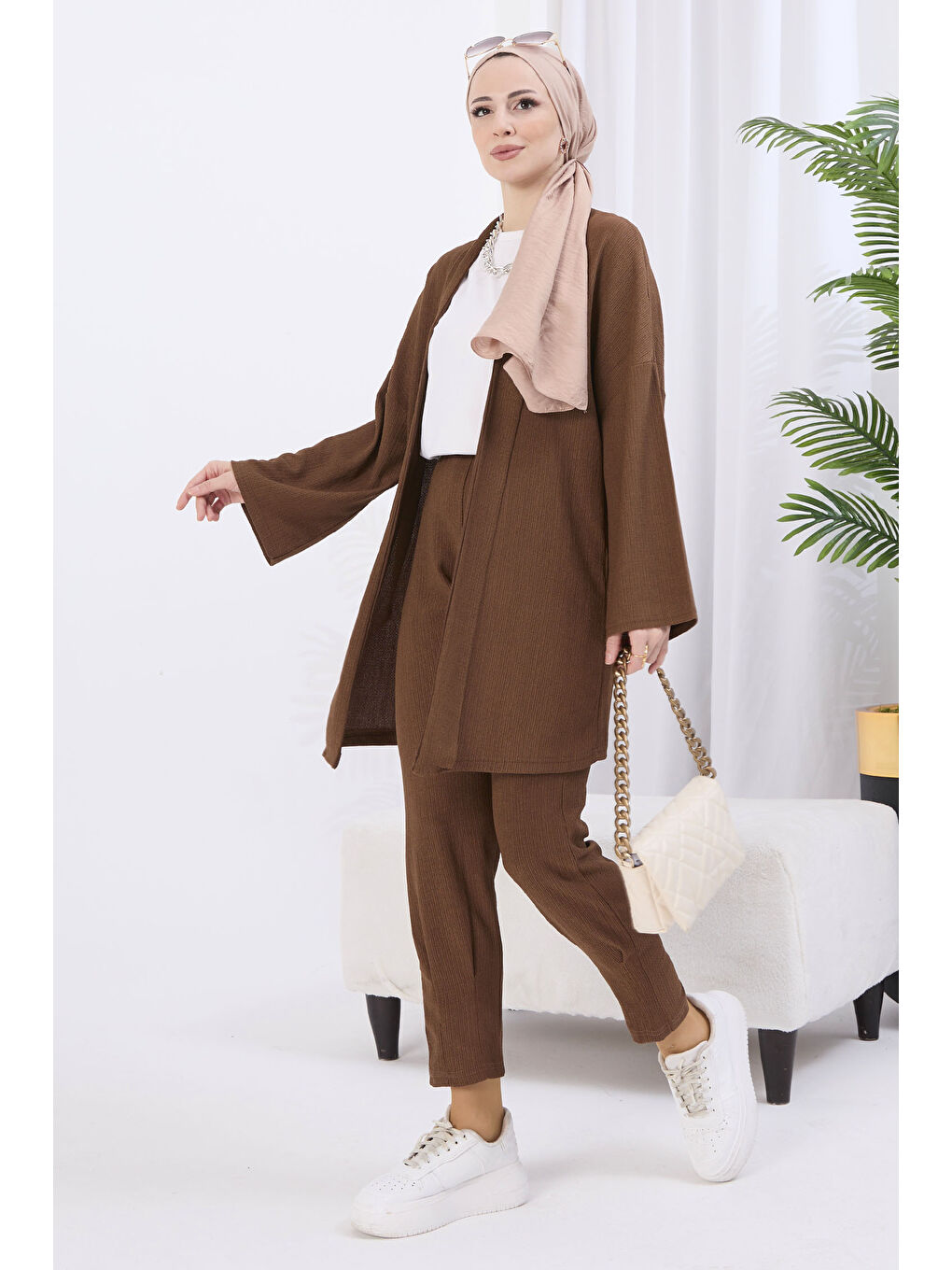 Kahverengi Hırka Pantolon İkili Takım Kahve - 27115-1