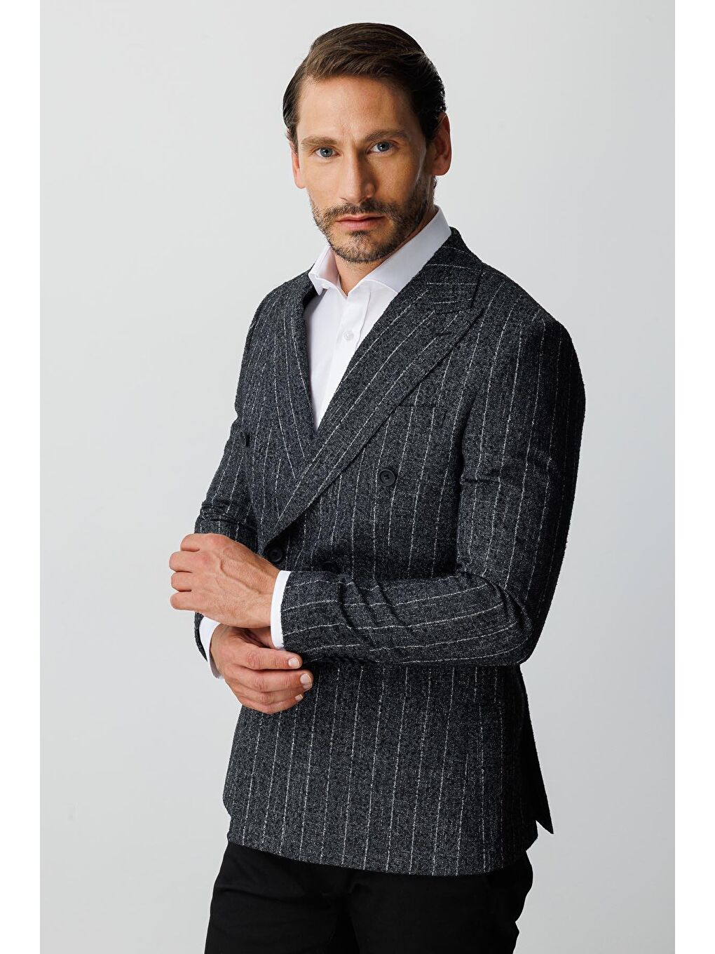 Siyah Erkek Sİyah Slim Fit / Dar Kalip Geniş Kırlangıç Blazer Klasik Ceket-4