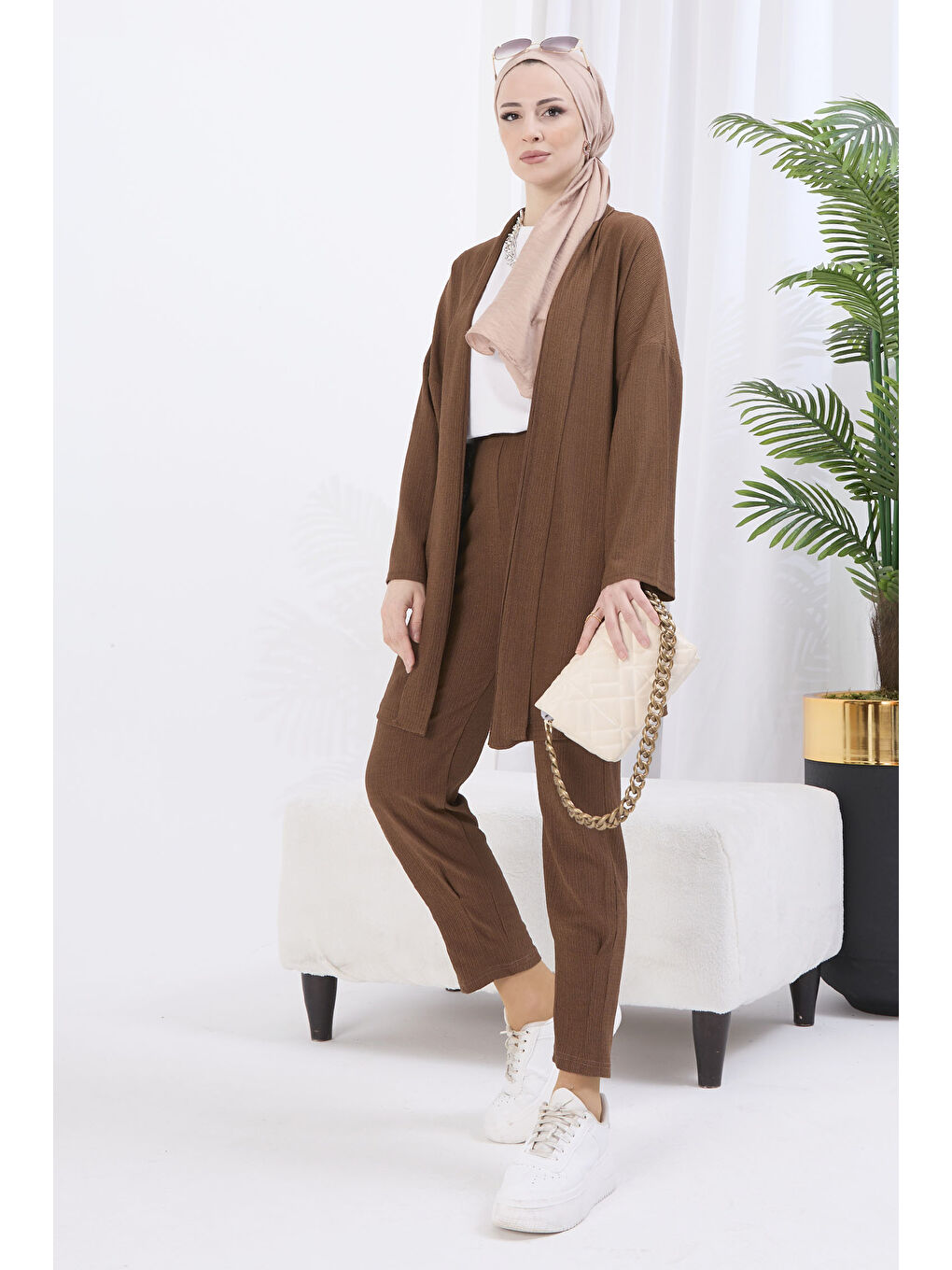Kahverengi Hırka Pantolon İkili Takım Kahve - 27115-3