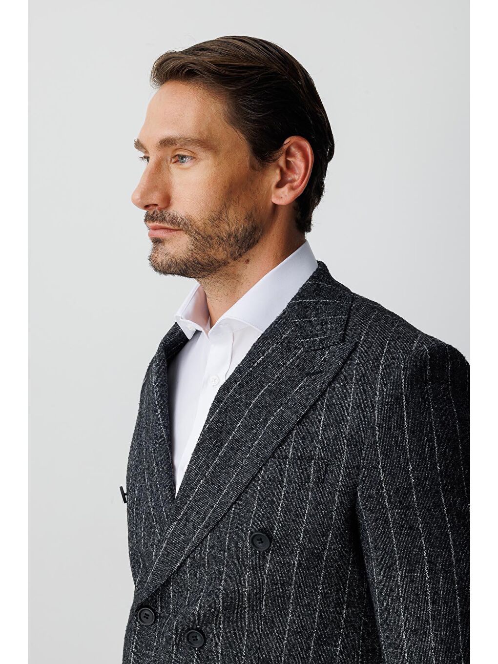 Siyah Erkek Sİyah Slim Fit / Dar Kalip Geniş Kırlangıç Blazer Klasik Ceket-6