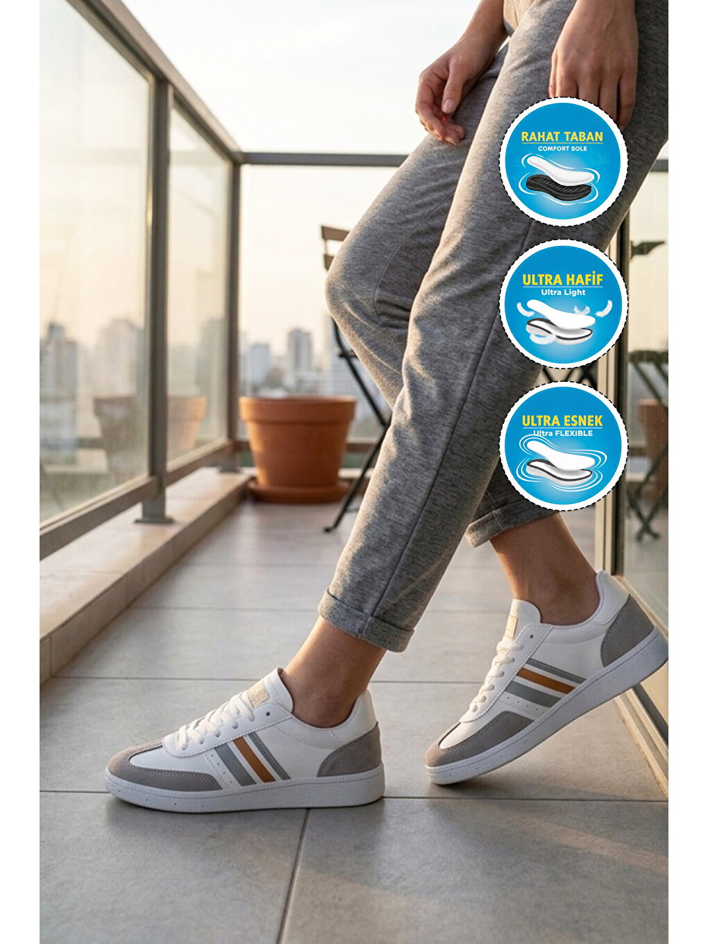 Beyaz Bağcıklı Esnek Unisex Spor Ayakkabı 015 G-2