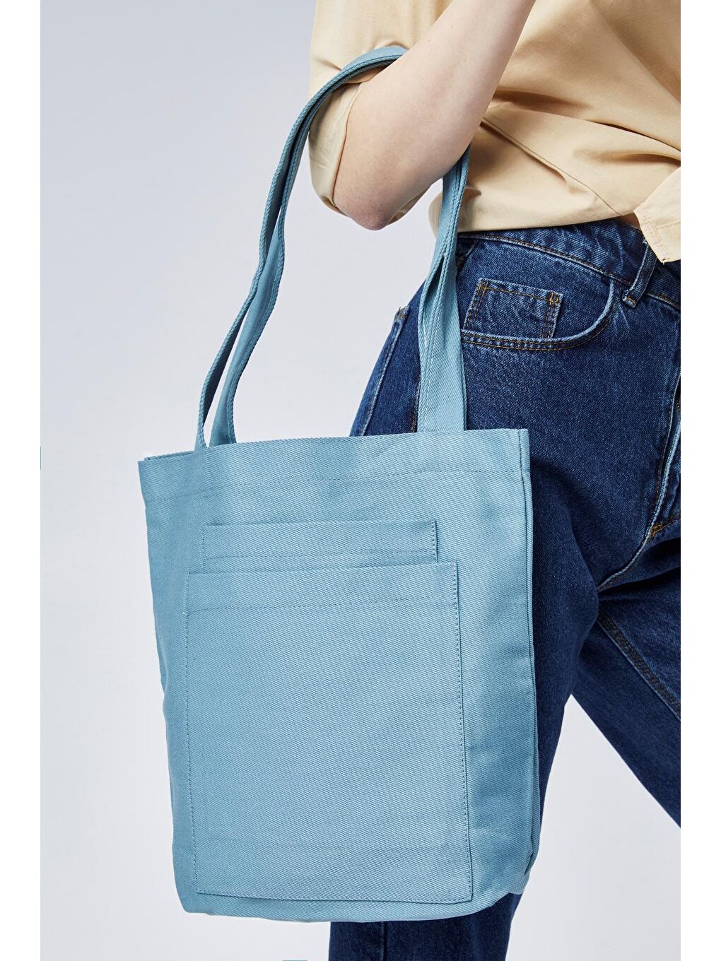 2 Cepli Petrol Mavisi Gabardin Çanta-3