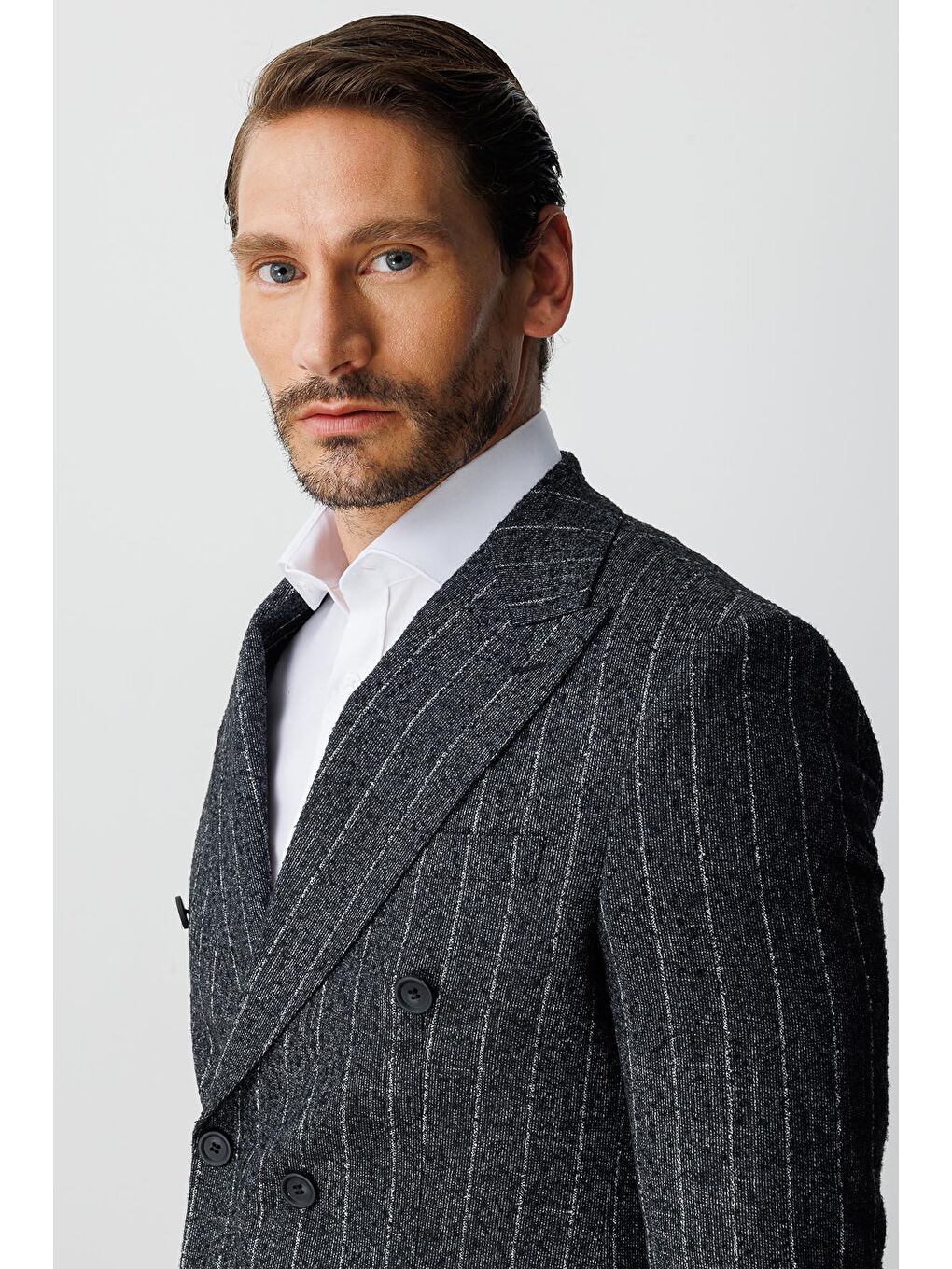 Siyah Erkek Sİyah Slim Fit / Dar Kalip Geniş Kırlangıç Blazer Klasik Ceket-7