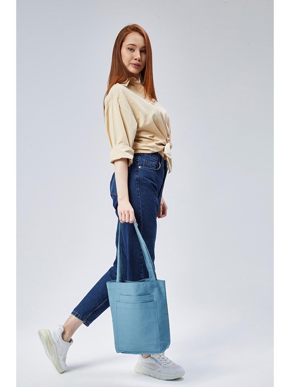 2 Cepli Petrol Mavisi Gabardin Çanta-6