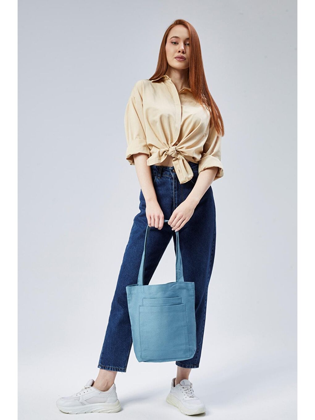 2 Cepli Petrol Mavisi Gabardin Çanta-7