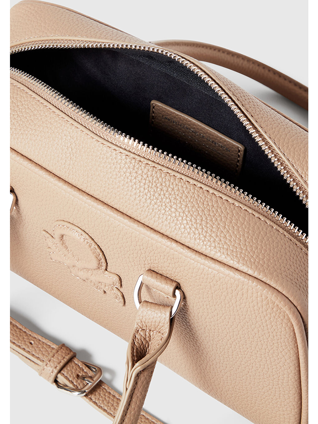 Kadın Bej Kabartma Logolu Çift Saplı Omuz Çantası-3