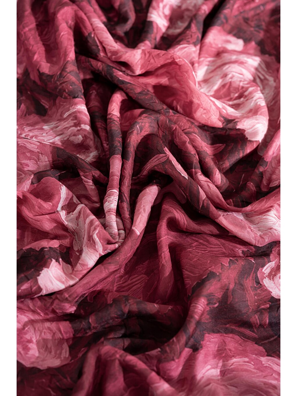 Bordo Desenli Kırışık Dokulu Soft Şal Olla-5