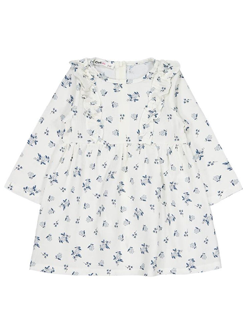 Girls Çiçek Desenli 2-5 Yaş Elbise - Ekru 2-3 Yaş
