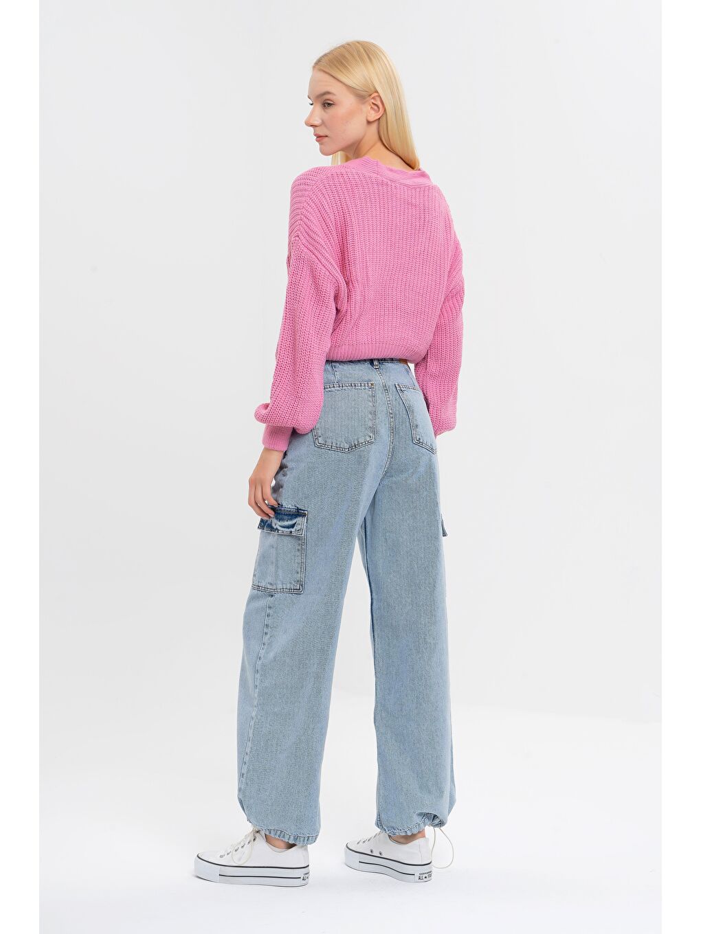 Mavi Kadın Snow Renk Kargo Cep Paça Lastikli Jogger Fit Denim-4