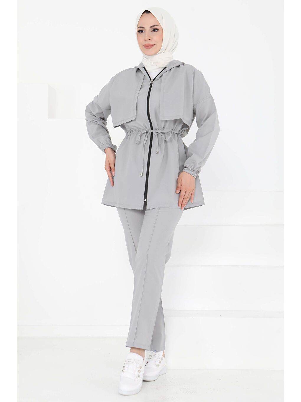 Önden Bağlamalı İkili Takım Gri - 27073-2