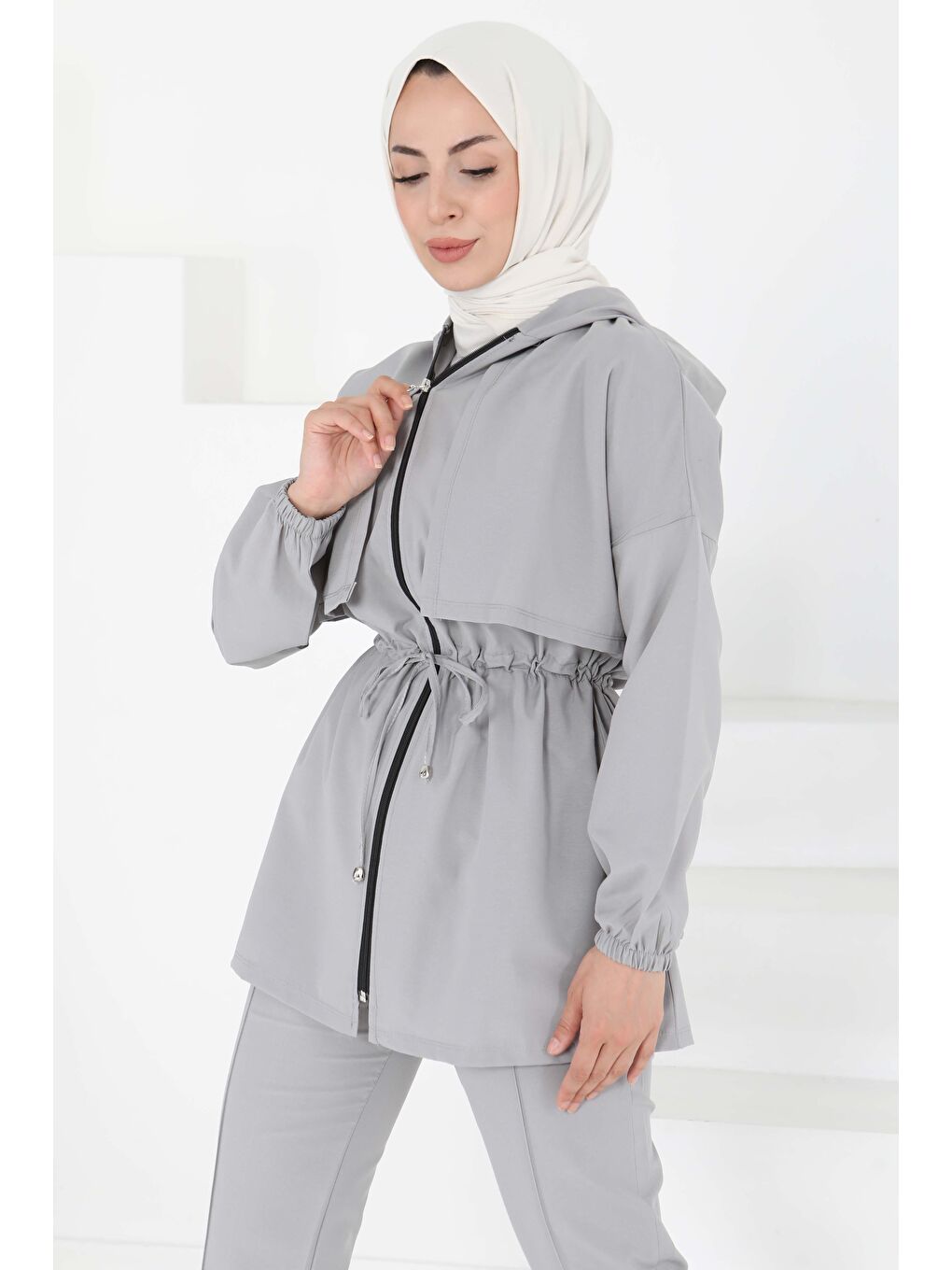 Önden Bağlamalı İkili Takım Gri - 27073-3