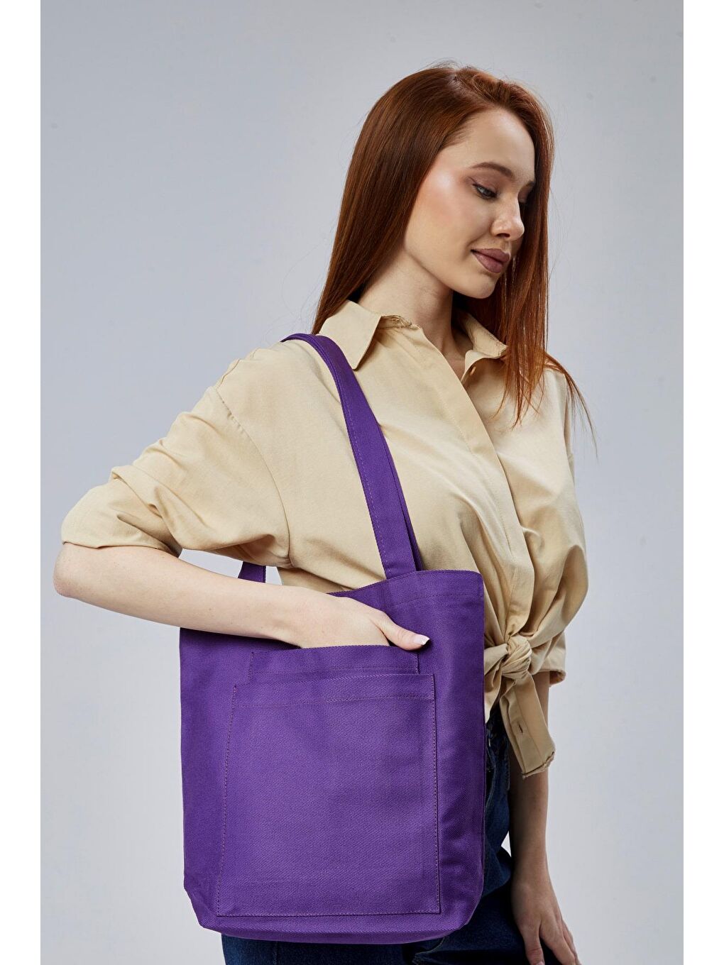 2 Cepli Koyu Mor Gabardin Çanta-1